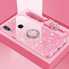 Custodia Silicone Specchio Laterale Cover con Magnetico Anello Supporto per Huawei Enjoy 9 Plus Rosa
