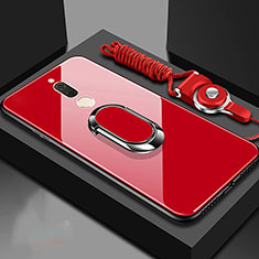 Custodia Silicone Specchio Laterale Cover con Magnetico Anello Supporto per Huawei G10 Rosso