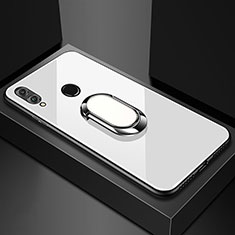 Custodia Silicone Specchio Laterale Cover con Magnetico Anello Supporto per Huawei Honor View 10 Lite Bianco