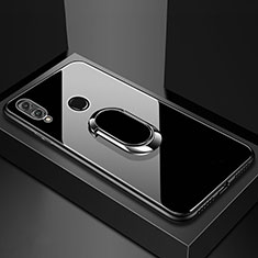 Custodia Silicone Specchio Laterale Cover con Magnetico Anello Supporto per Huawei Honor View 10 Lite Nero
