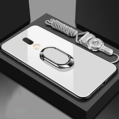 Custodia Silicone Specchio Laterale Cover con Magnetico Anello Supporto per Huawei Mate 10 Lite Bianco