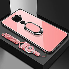 Custodia Silicone Specchio Laterale Cover con Magnetico Anello Supporto per Huawei Mate 30 Lite Rosa