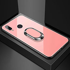 Custodia Silicone Specchio Laterale Cover con Magnetico Anello Supporto per Huawei Nova 3e Oro Rosa