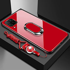 Custodia Silicone Specchio Laterale Cover con Magnetico Anello Supporto per Huawei Nova 6 SE Rosso