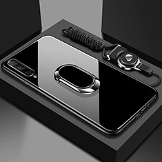 Custodia Silicone Specchio Laterale Cover con Magnetico Anello Supporto per Huawei P Smart Pro (2019) Nero