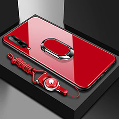 Custodia Silicone Specchio Laterale Cover con Magnetico Anello Supporto per Huawei P smart S Rosso