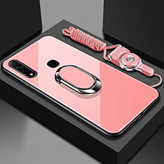 Custodia Silicone Specchio Laterale Cover con Magnetico Anello Supporto per Oppo A8 Rosa