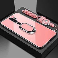 Custodia Silicone Specchio Laterale Cover con Magnetico Anello Supporto per Oppo A9 (2020) Rosa