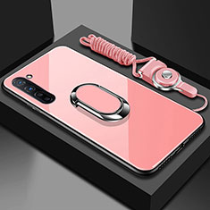 Custodia Silicone Specchio Laterale Cover con Magnetico Anello Supporto per Oppo Reno3 Rosa