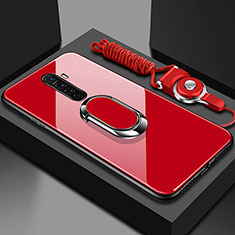 Custodia Silicone Specchio Laterale Cover con Magnetico Anello Supporto per Realme X2 Pro Rosso