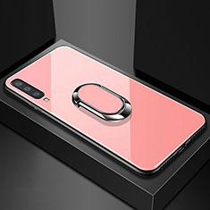 Custodia Silicone Specchio Laterale Cover con Magnetico Anello Supporto per Samsung Galaxy A70 Oro Rosa