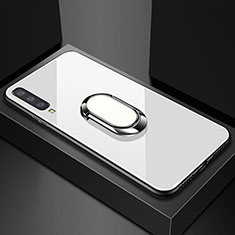 Custodia Silicone Specchio Laterale Cover con Magnetico Anello Supporto per Samsung Galaxy A70S Bianco