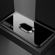 Custodia Silicone Specchio Laterale Cover con Magnetico Anello Supporto per Samsung Galaxy A70S Nero
