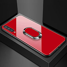 Custodia Silicone Specchio Laterale Cover con Magnetico Anello Supporto per Samsung Galaxy A70S Rosso