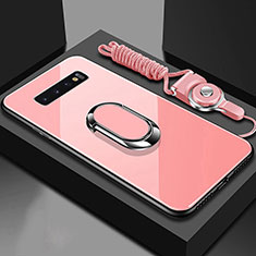 Custodia Silicone Specchio Laterale Cover con Magnetico Anello Supporto per Samsung Galaxy S10 Oro Rosa