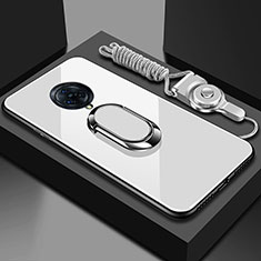 Custodia Silicone Specchio Laterale Cover con Magnetico Anello Supporto per Vivo Nex 3 5G Bianco