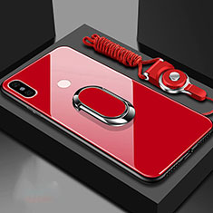 Custodia Silicone Specchio Laterale Cover con Magnetico Anello Supporto per Xiaomi Mi 6X Rosso