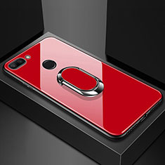 Custodia Silicone Specchio Laterale Cover con Magnetico Anello Supporto per Xiaomi Mi 8 Lite Rosso