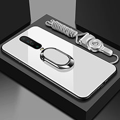 Custodia Silicone Specchio Laterale Cover con Magnetico Anello Supporto per Xiaomi Poco X2 Bianco