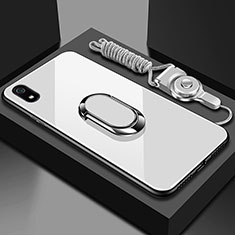 Custodia Silicone Specchio Laterale Cover con Magnetico Anello Supporto per Xiaomi Redmi 7A Bianco