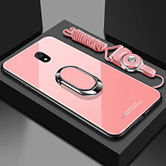 Custodia Silicone Specchio Laterale Cover con Magnetico Anello Supporto per Xiaomi Redmi 8A Rosa