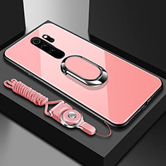 Custodia Silicone Specchio Laterale Cover con Magnetico Anello Supporto per Xiaomi Redmi Note 8 Pro Oro Rosa