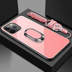Custodia Silicone Specchio Laterale Cover con Magnetico Anello Supporto T01 per Apple iPhone 11 Pro Rosa
