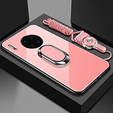 Custodia Silicone Specchio Laterale Cover con Magnetico Anello Supporto T01 per Huawei Mate 30 Pro 5G Rosa