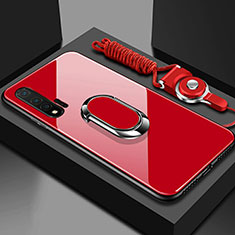 Custodia Silicone Specchio Laterale Cover con Magnetico Anello Supporto T01 per Huawei Nova 6 5G Rosso