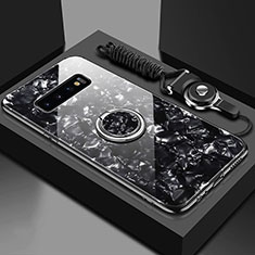 Custodia Silicone Specchio Laterale Cover con Magnetico Anello Supporto T01 per Samsung Galaxy S10 5G Nero