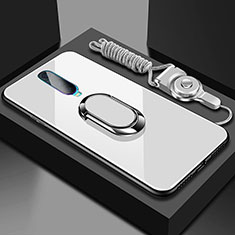 Custodia Silicone Specchio Laterale Cover con Magnetico Anello Supporto T02 per Oppo R17 Pro Bianco