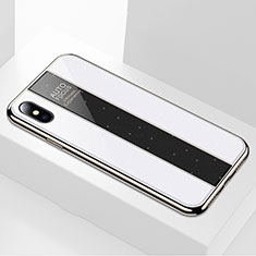 Custodia Silicone Specchio Laterale Cover M01 per Apple iPhone X Bianco