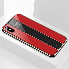 Custodia Silicone Specchio Laterale Cover M01 per Apple iPhone Xs Max Rosso