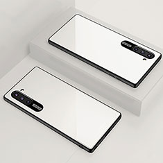 Custodia Silicone Specchio Laterale Cover M01 per Samsung Galaxy Note 10 Bianco