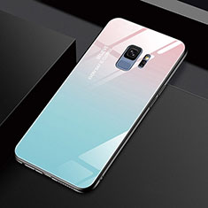 Custodia Silicone Specchio Laterale Cover M01 per Samsung Galaxy S9 Ciano