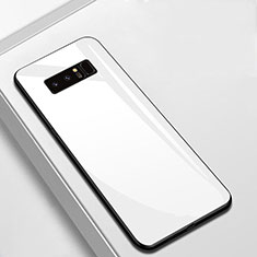 Custodia Silicone Specchio Laterale Cover M02 per Samsung Galaxy Note 8 Duos N950F Bianco