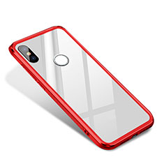 Custodia Silicone Specchio Laterale Cover M02 per Xiaomi Mi 8 Rosso