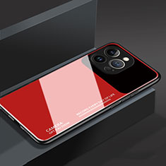 Custodia Silicone Specchio Laterale Cover M03 per Apple iPhone 13 Pro Max Rosso