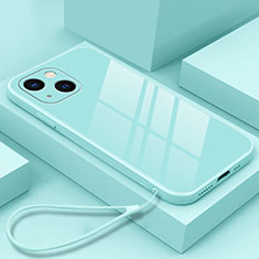 Custodia Silicone Specchio Laterale Cover M03 per Apple iPhone 15 Plus Cielo Blu