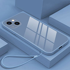 Custodia Silicone Specchio Laterale Cover M03 per Apple iPhone 15 Plus Grigio Lavanda