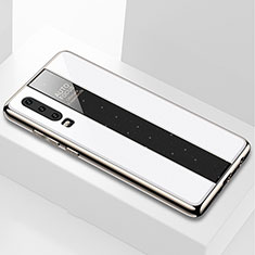 Custodia Silicone Specchio Laterale Cover M04 per Huawei P30 Bianco