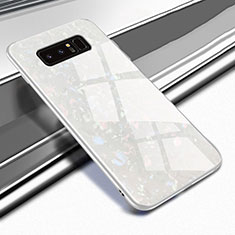 Custodia Silicone Specchio Laterale Cover M04 per Samsung Galaxy Note 8 Duos N950F Bianco