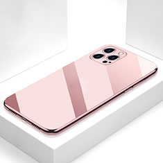 Custodia Silicone Specchio Laterale Cover M05 per Apple iPhone 13 Pro Oro Rosa