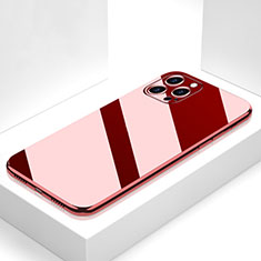 Custodia Silicone Specchio Laterale Cover M05 per Apple iPhone 13 Pro Rosso