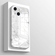 Custodia Silicone Specchio Laterale Cover M05 per Apple iPhone 15 Bianco
