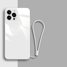 Custodia Silicone Specchio Laterale Cover M08 per Apple iPhone 13 Pro Bianco