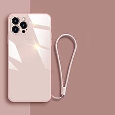 Custodia Silicone Specchio Laterale Cover M08 per Apple iPhone 13 Pro Oro Rosa