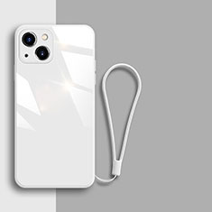 Custodia Silicone Specchio Laterale Cover M08 per Apple iPhone 14 Plus Bianco
