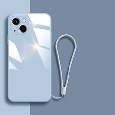 Custodia Silicone Specchio Laterale Cover M08 per Apple iPhone 14 Plus Blu