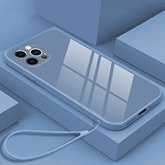 Custodia Silicone Specchio Laterale Cover M09 per Apple iPhone 13 Pro Blu